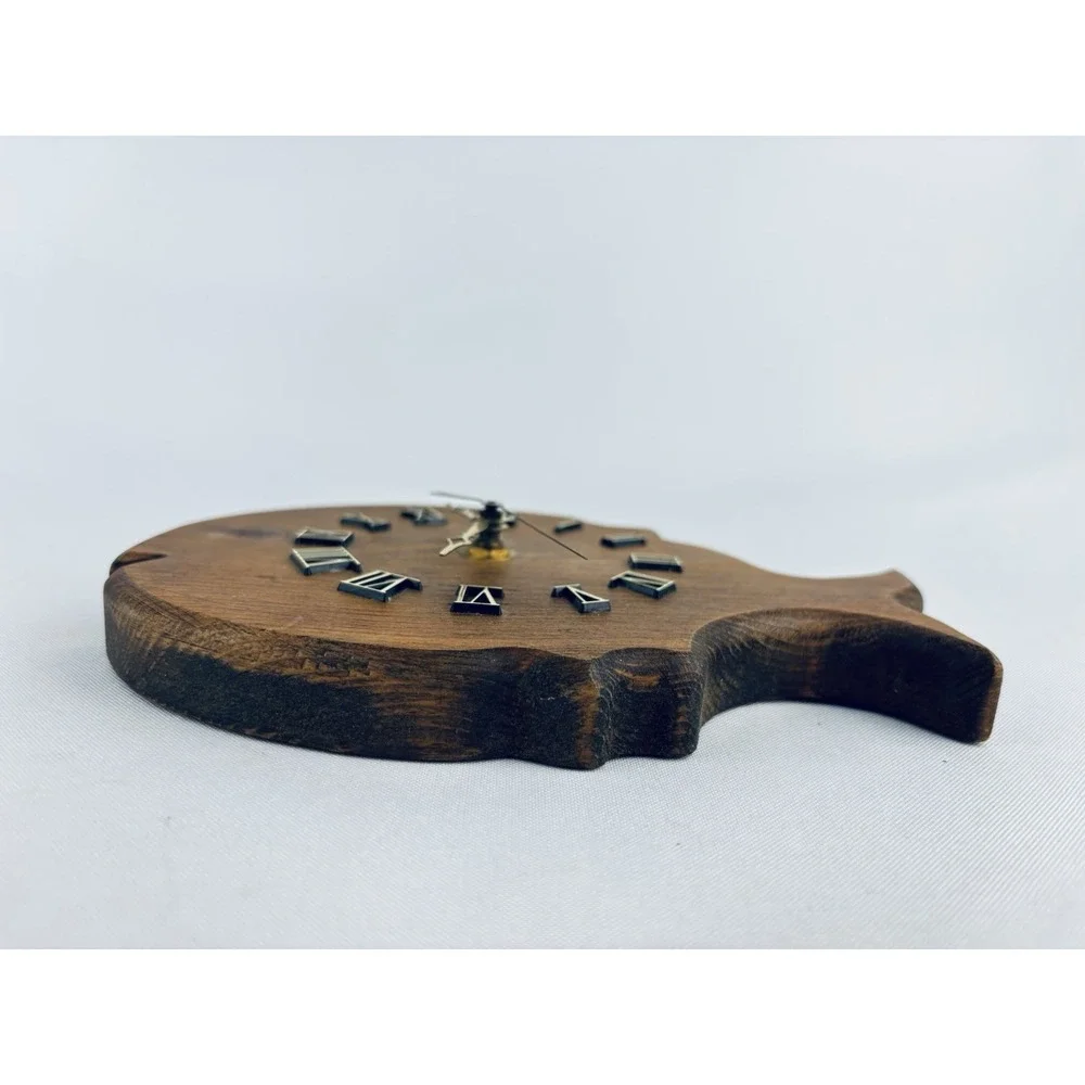 Vintage Hand Carved Wood Fish Wall Clock - Retro Shabby Chic Cottagecore Works!